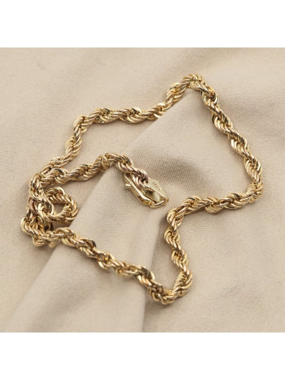 Unique 14K Karat Solid Yellow Gold Designer Rope Anklet Bracelet - 10.25" Length